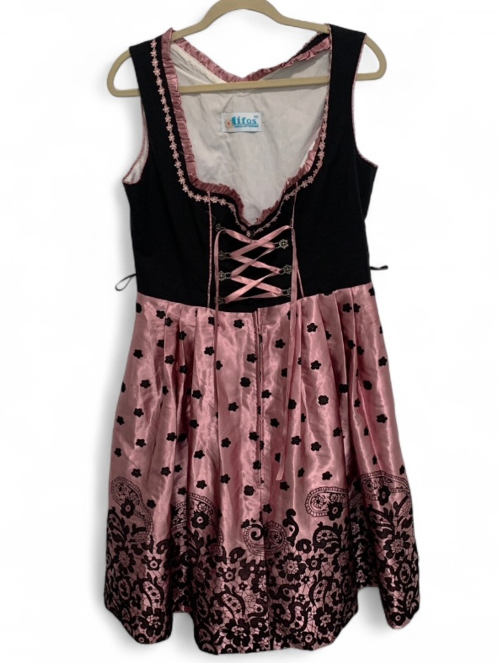 Lifos Pink and Black Bavarian Dirndl Costume Dress
